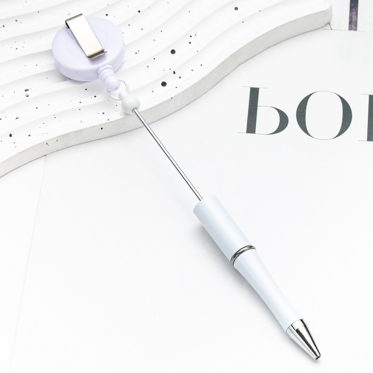 Wholesale 2pcs Beadable Pens Retractable Buckle Plastic Easy Pull Buckle Ballpoint Pen